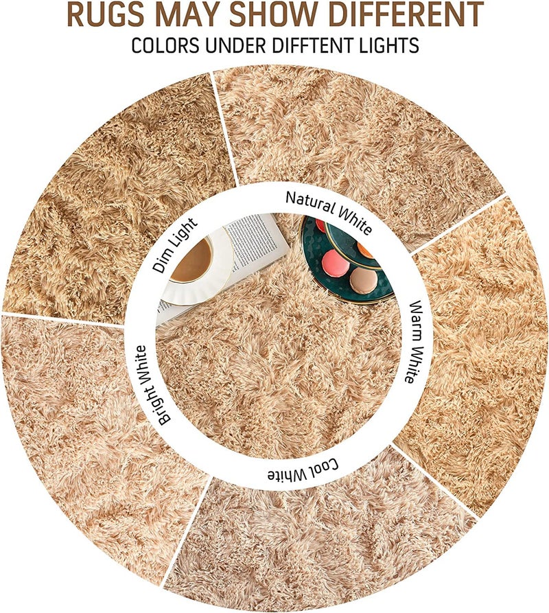 BENRON Fluffy Beige Rugs for Living Room Bedroom 4x6, Soft Plush Fuzzy Shaggy Rugs for Kids Girls Boys Room Decor, Washable Indoor Floor Carpets - Image 5